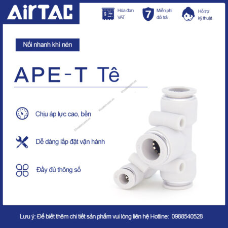 PE cút nối nhanh chữ T khí nén Airtac