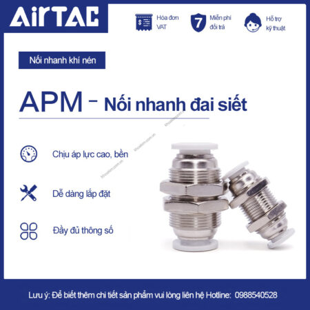 PM cut nối thẳng đai siết khí nén Airtac