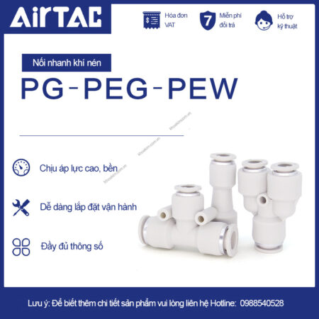 PEG cút nối chữ T lệch khí nén Airtac