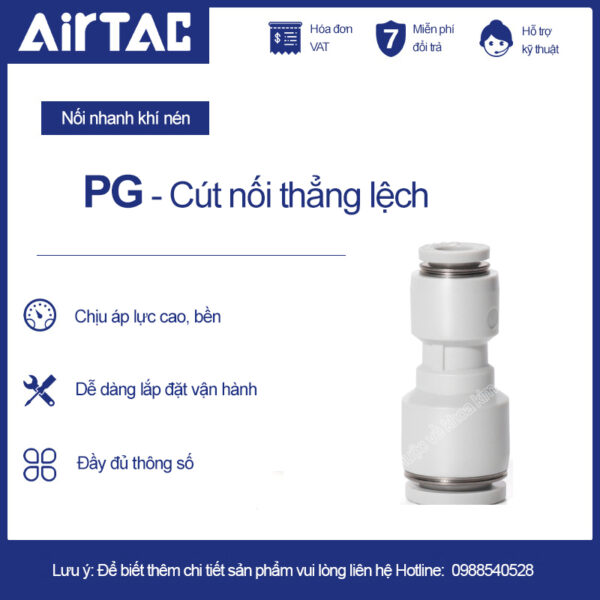 PG cút nối thẳng lệch khí nén Airtac