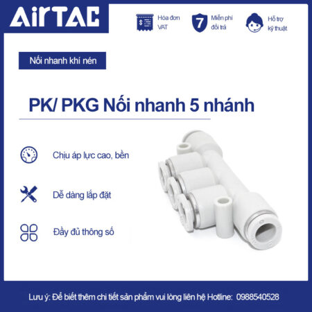 PKG PK cút nối 5 nhánh khí nén Airtac