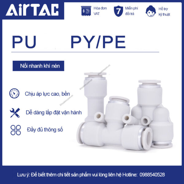 PU cút nối thẳng khí nén Airtac