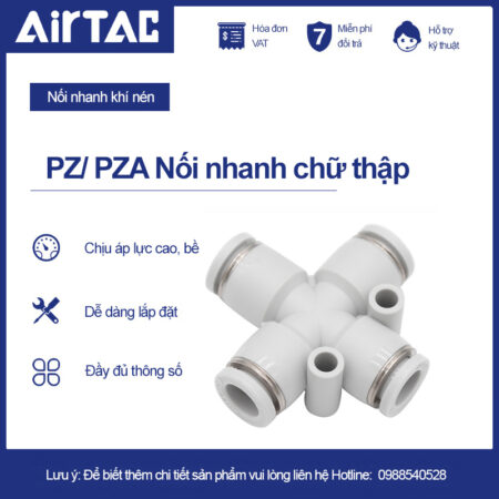 PZ PZA cút nối chữ thập khí nén Airtac